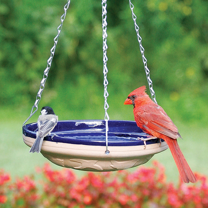 Hanging Blue Glazed Bird Bath 